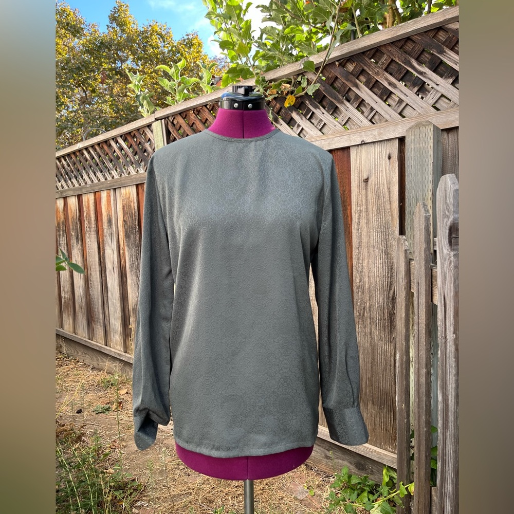 Chenille Jacquard Button Back Long Sleeve Blouse Talbots